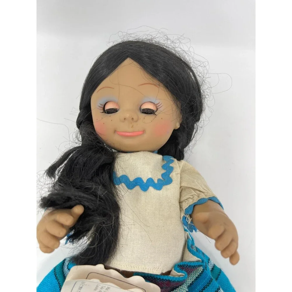 1980s JESSICA MAGNON Little Mexican Girl Rubber DOLL Freckles Spanish Jointed Po
